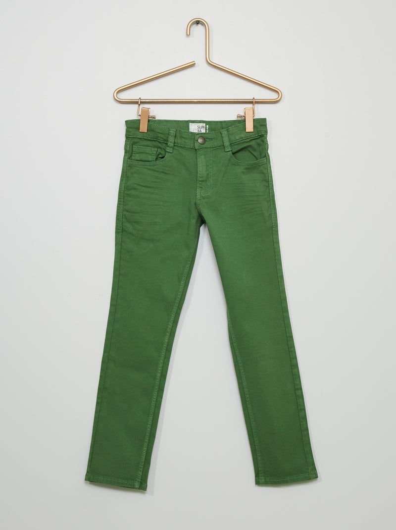 Pantalón slim de sarga VERDE - Kiabi