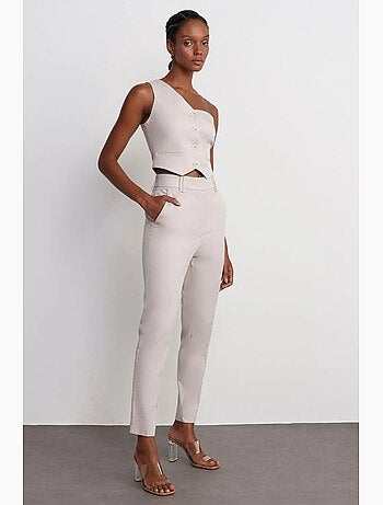 Pantalón slim de tiro alto de crepé dilvin
