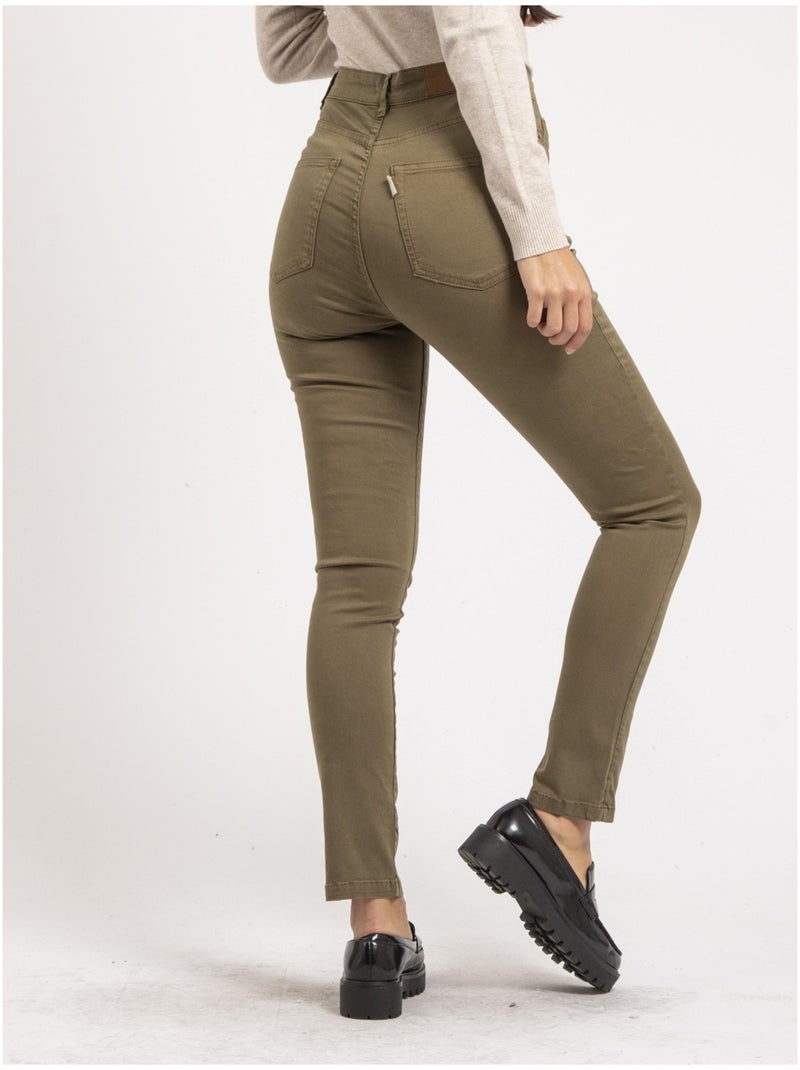 Pantalón slim EDITH Caqui - Kiabi
