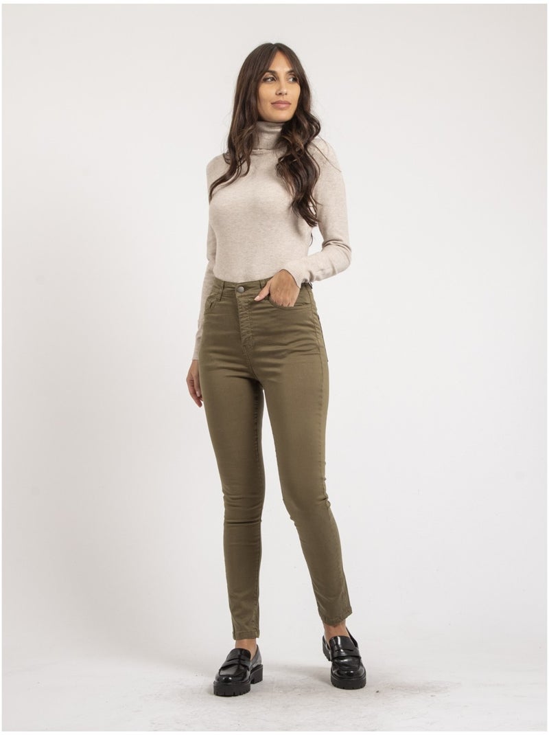 Pantalón slim EDITH Caqui - Kiabi