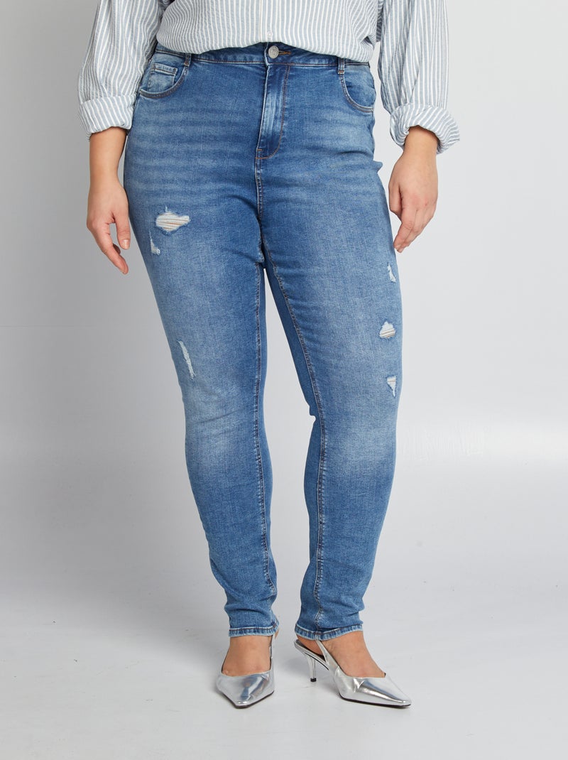Pantalón slim elástico AZUL - Kiabi
