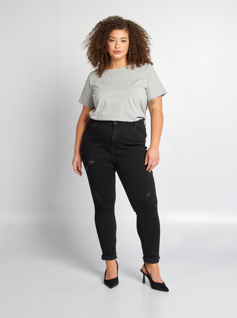 Pantalón slim elástico NEGRO - Kiabi