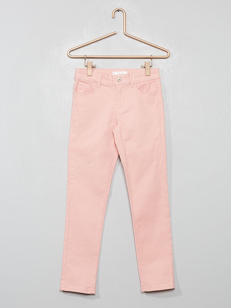 Pantalón slim liso rosa - Kiabi