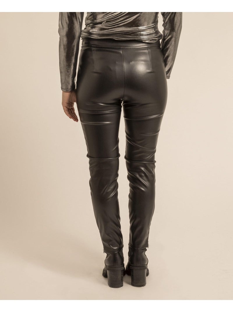 Pantalón slim símil cuero erona Negro - Kiabi