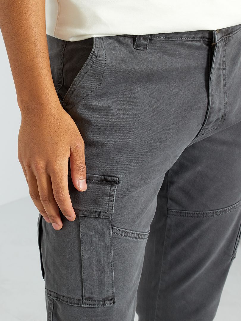 Pantalón slim tipo cargo GRIS - Kiabi