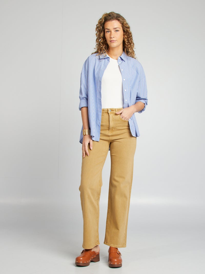 Pantalón straight de algodón elástico BEIGE - Kiabi