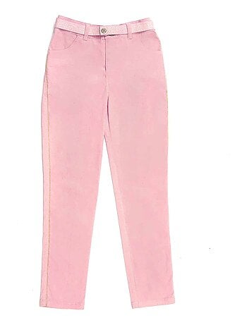 Pantalón Stretch de Terciopelo Rosa Claro para Niña | JUMP