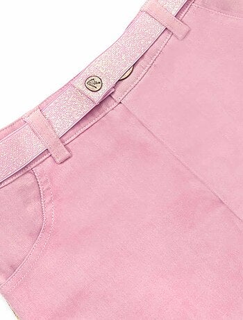 Pantalón Stretch de Terciopelo Rosa Claro para Niña | JUMP