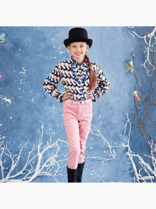 Pantalón Stretch de Terciopelo Rosa Claro para Niña | JUMP - Kiabi