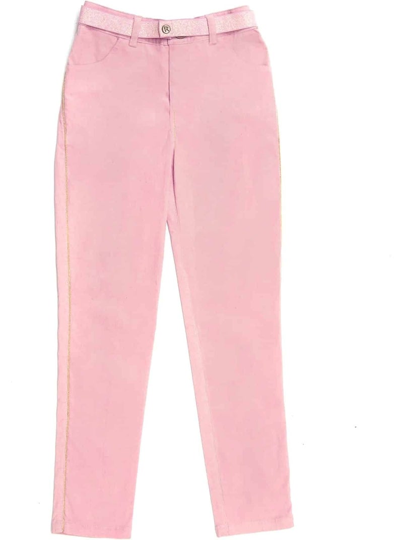 Pantalón Stretch de Terciopelo Rosa Claro para Niña | JUMP Rosa - Kiabi