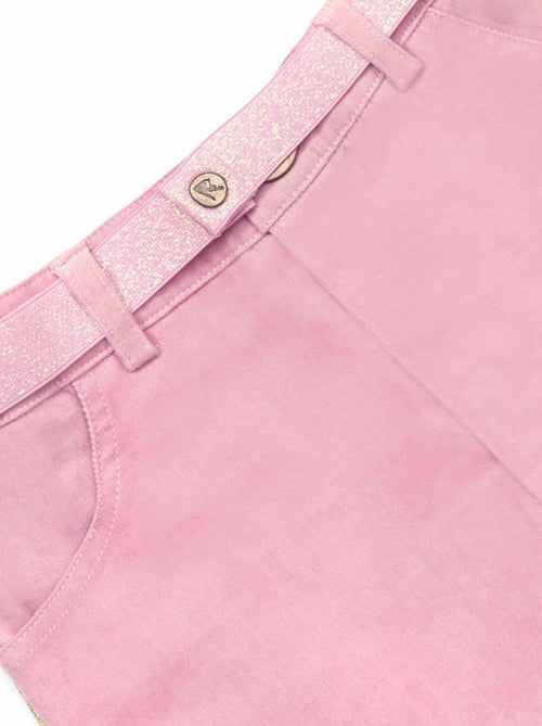 Pantalón Stretch de Terciopelo Rosa Claro para Niña | JUMP - Kiabi