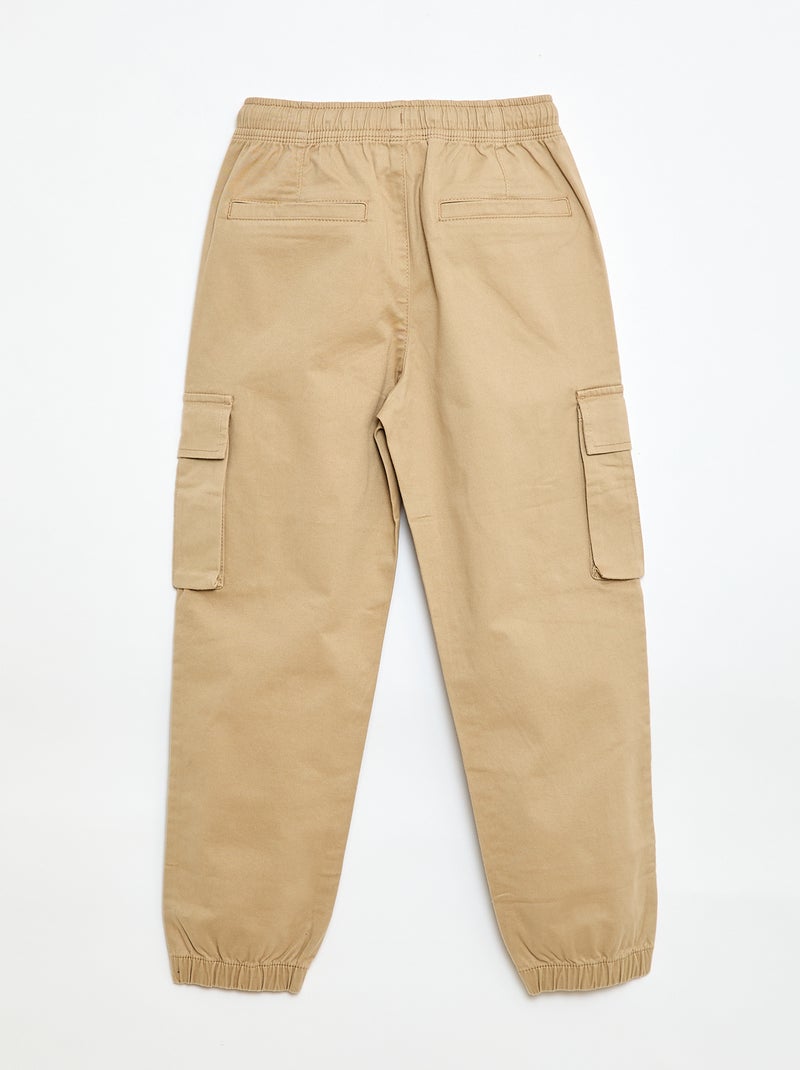 Pantalón stretch liso multibolsillos Beige - Kiabi