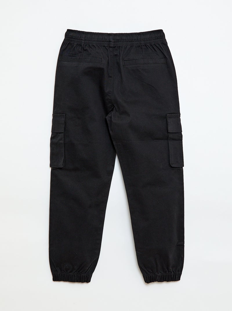 Pantalón stretch liso multibolsillos Negro - Kiabi
