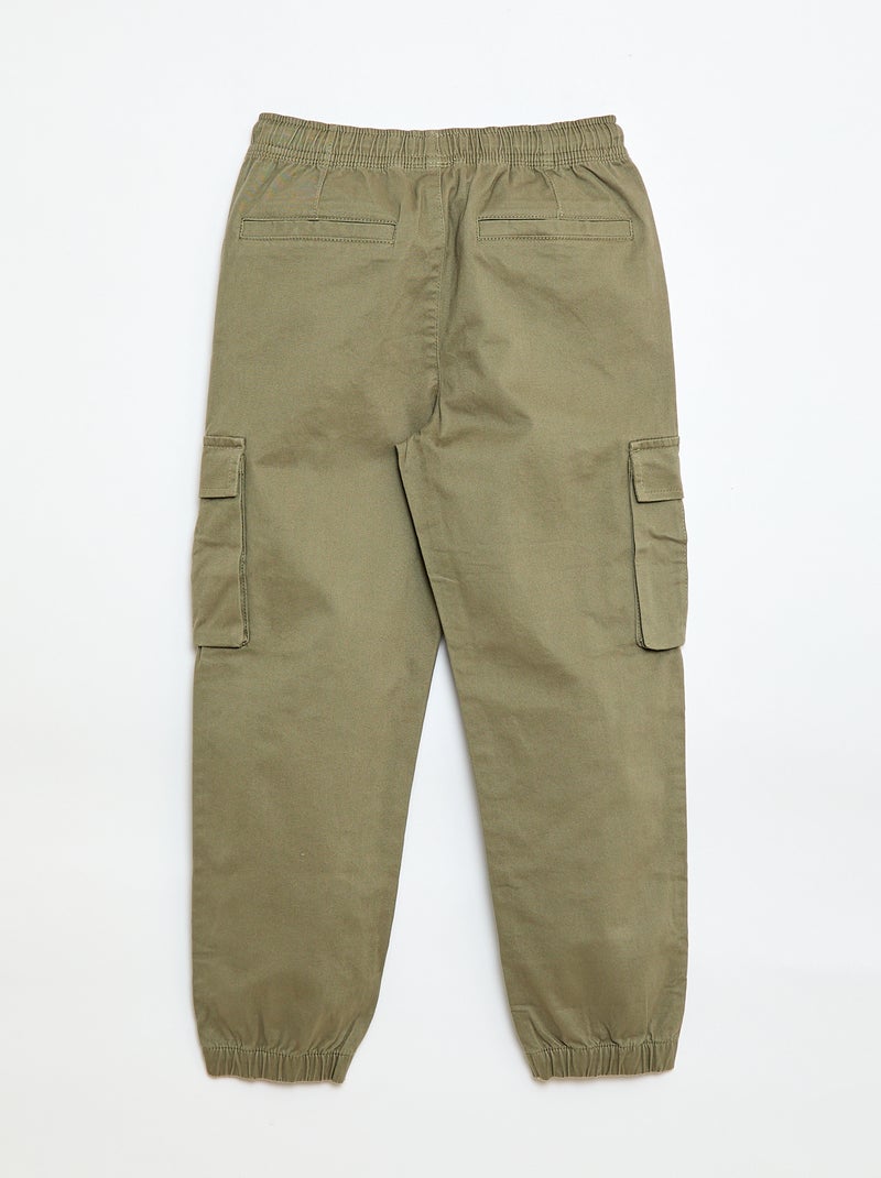 Pantalón stretch liso multibolsillos Verde - Kiabi