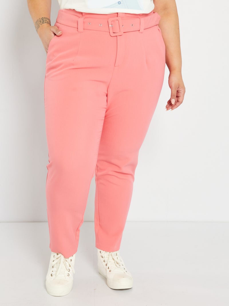 Pantalón tapered con cintura ancha rosa - Kiabi
