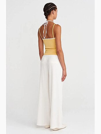 Pantalón tejido de pernera ancha con cintura de cordón dilvin