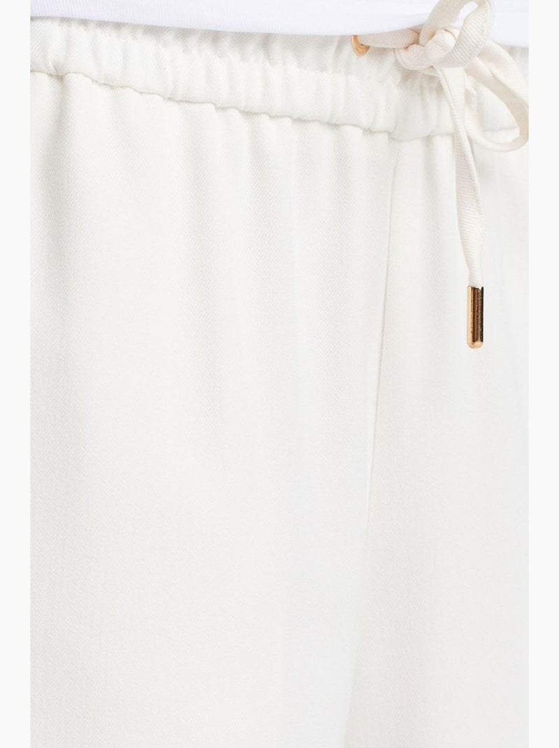 Pantalón tejido de pernera ancha con cintura de cordón dilvin Blanco - Kiabi