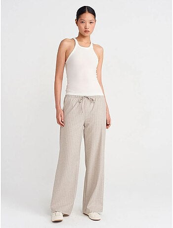 Pantalón tejido de rayas de pernera ancha dilvin