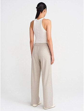 Pantalón tejido de rayas de pernera ancha dilvin