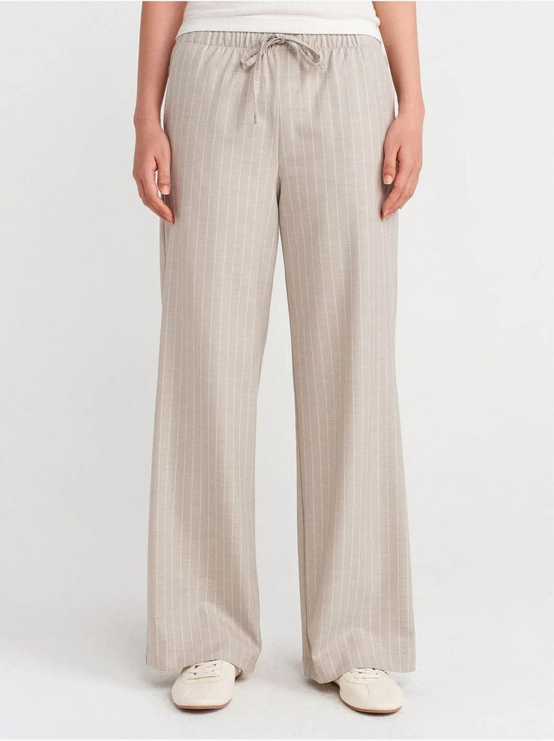 Pantalón tejido de rayas de pernera ancha dilvin Arena - Kiabi