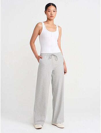 Pantalón tejido de rayas de pernera ancha dilvin