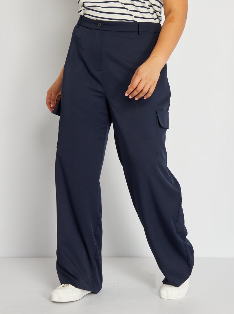 Pantalón tipo cargo color liso azul - Kiabi