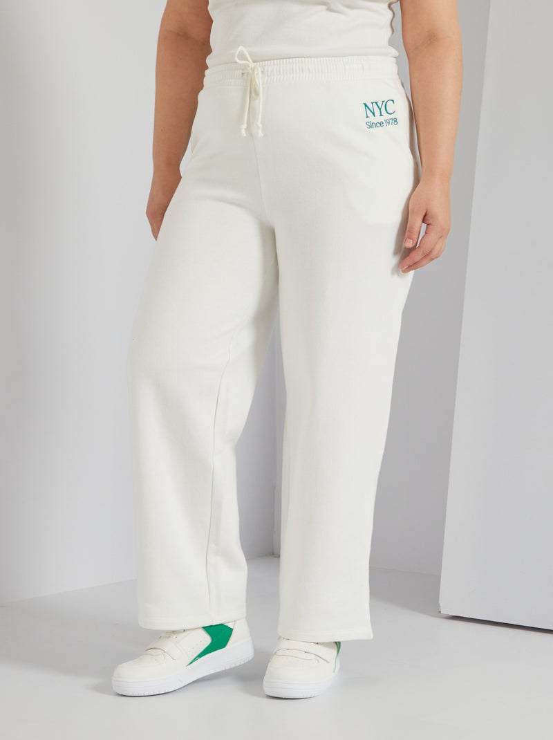 Pantalón tipo jogging de felpa BLANCO - Kiabi