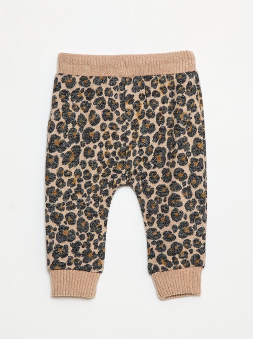 Pantalón tipo sarouel de punto con estampado de leopardo - Kiabi