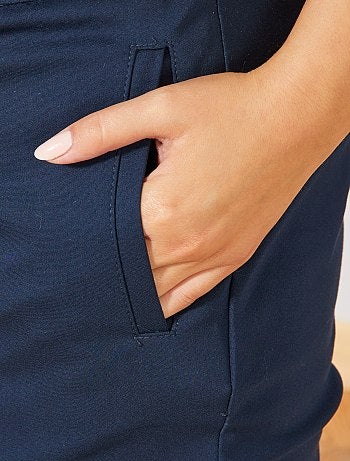 Pantalón tobillero de raso de algodón - Kiabi