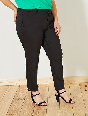 Pantalón tobillero de raso de algodón - Kiabi