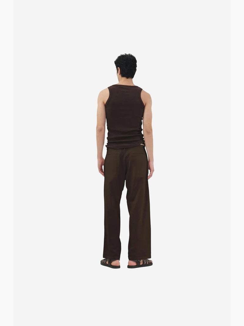 Pantalón traje algodón lino giesto Marrón chocolate - Kiabi