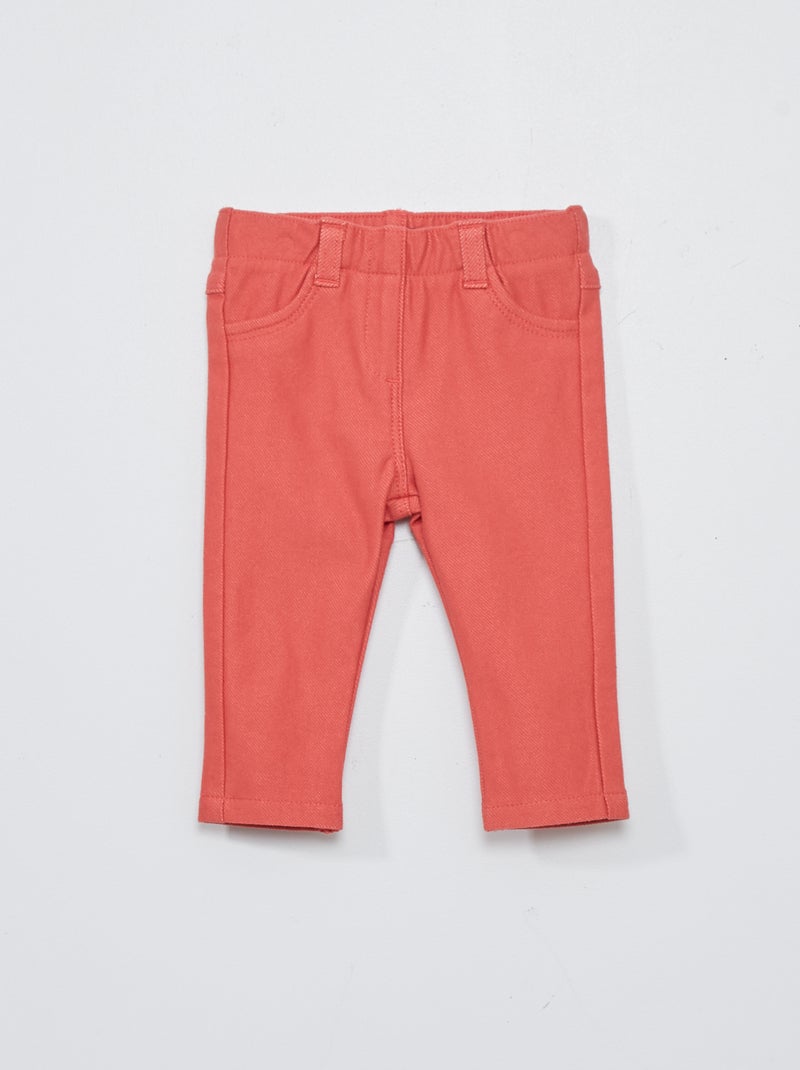 Pantalón tregging liso rojo polvo - Kiabi