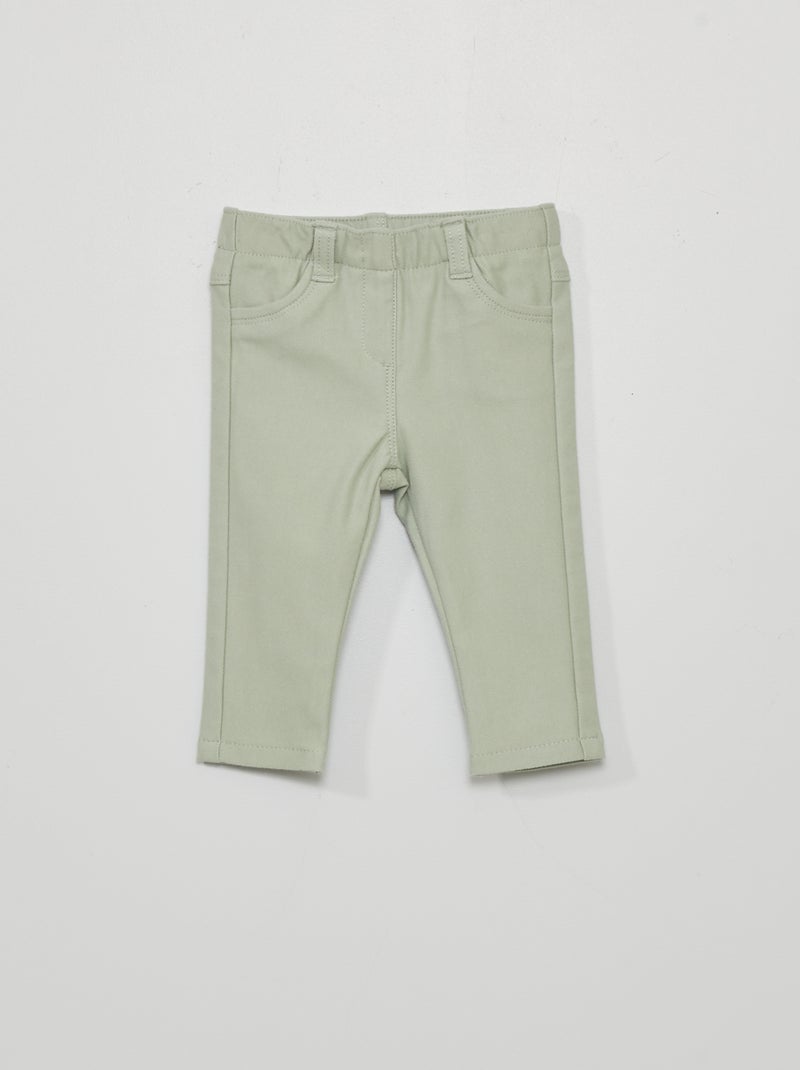 Pantalón tregging liso verde ceniciento - Kiabi
