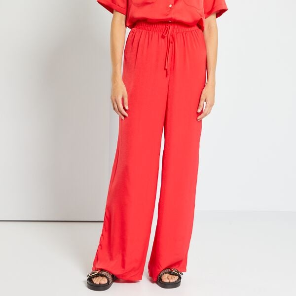 Pantalón vaporoso ancho Mujer talla 34 a 48 - rojo - Kiabi - 18,00€