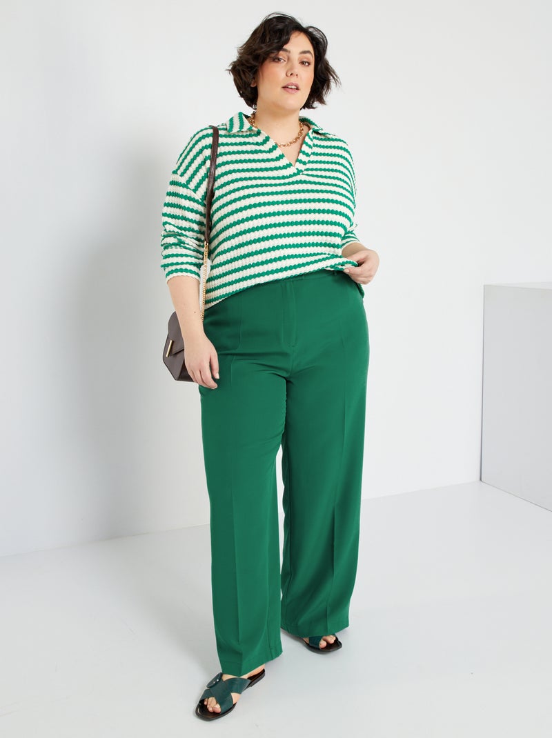 Pantalón vaporoso color liso VERDE - Kiabi