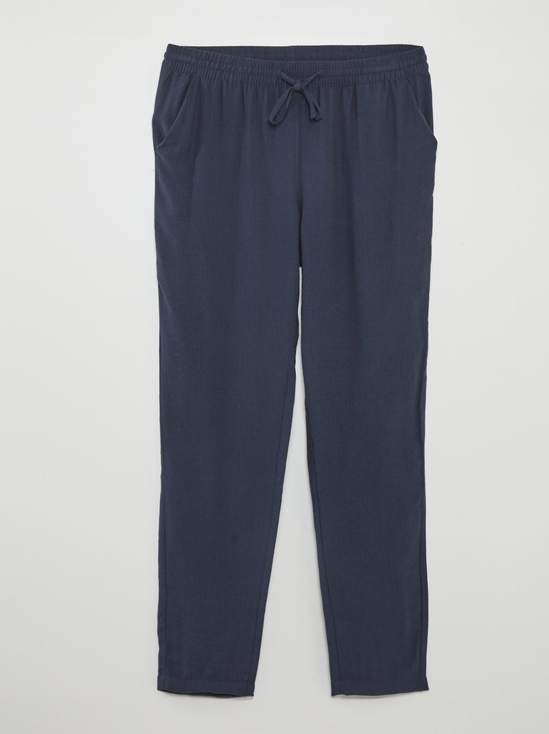 Pantalón vaporoso con cintura elástica AZUL - Kiabi