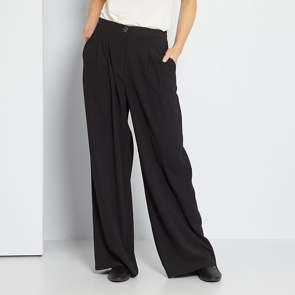 Pantalón vaporoso con talle alto Mujer talla 34 a 48 - negro - Kiabi -  15,00€