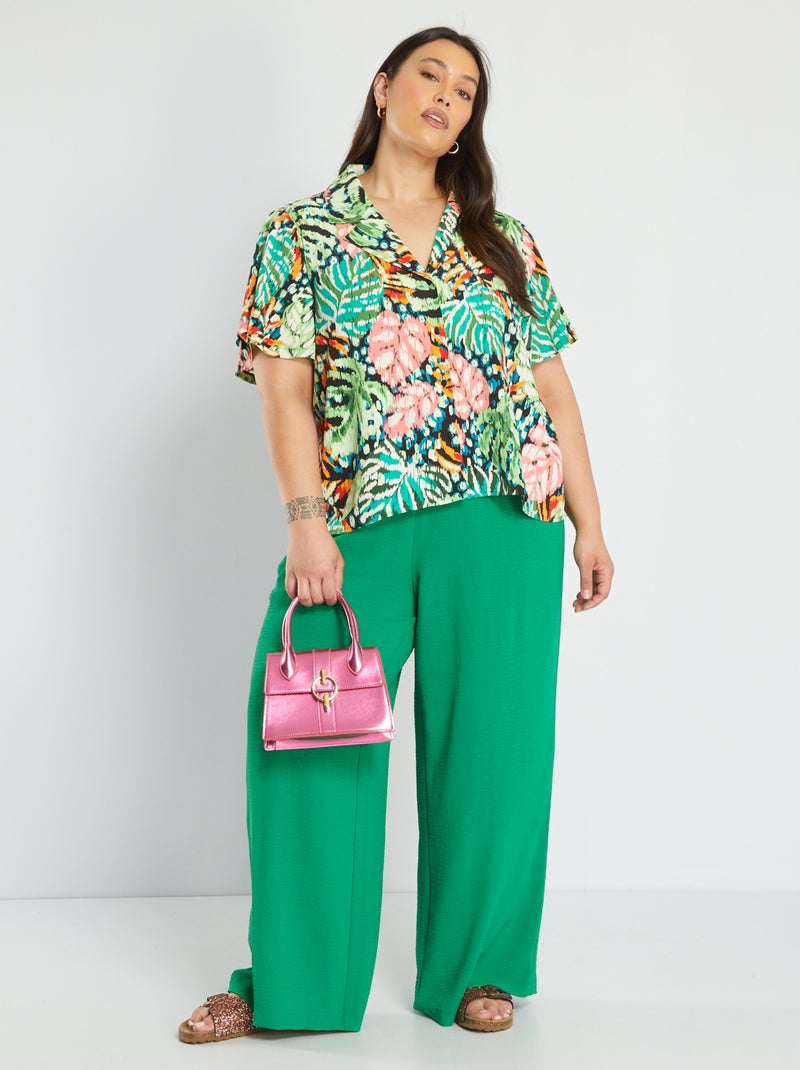 Pantalón vaporoso de crepé Verde - Kiabi