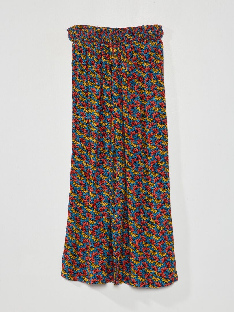 Pantalón vaporoso de punto de crepé con estampado wax NARANJA - Kiabi