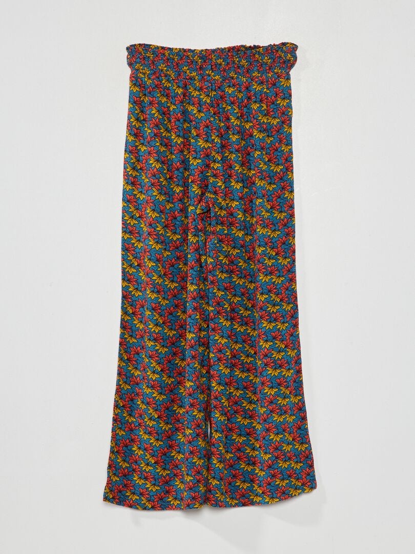 Pantalón vaporoso de punto de crepé con estampado wax NARANJA - Kiabi