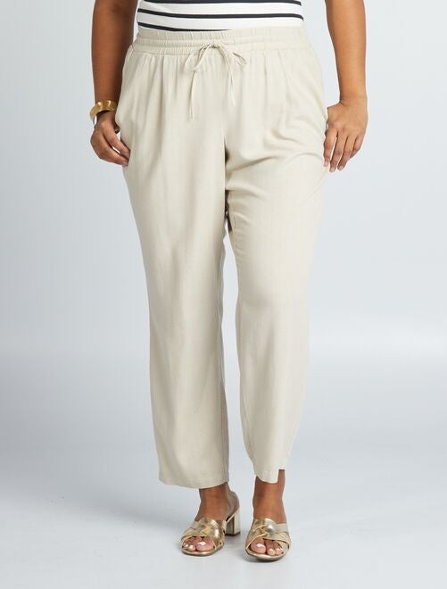 Pantalones anchos para mujer - beige - Kiabi