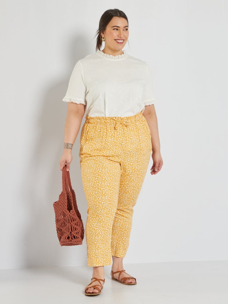 Pantalón vaporoso estampado AMARILLO - Kiabi