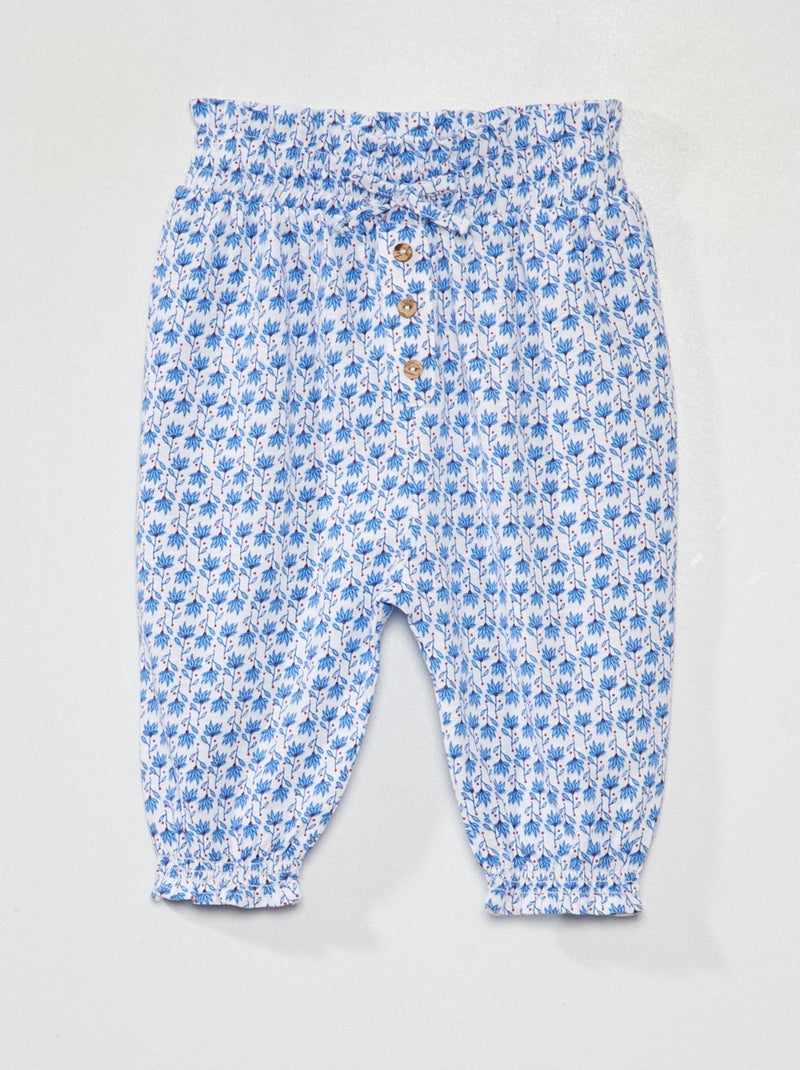 Pantalón vaporoso estampado azul - Kiabi