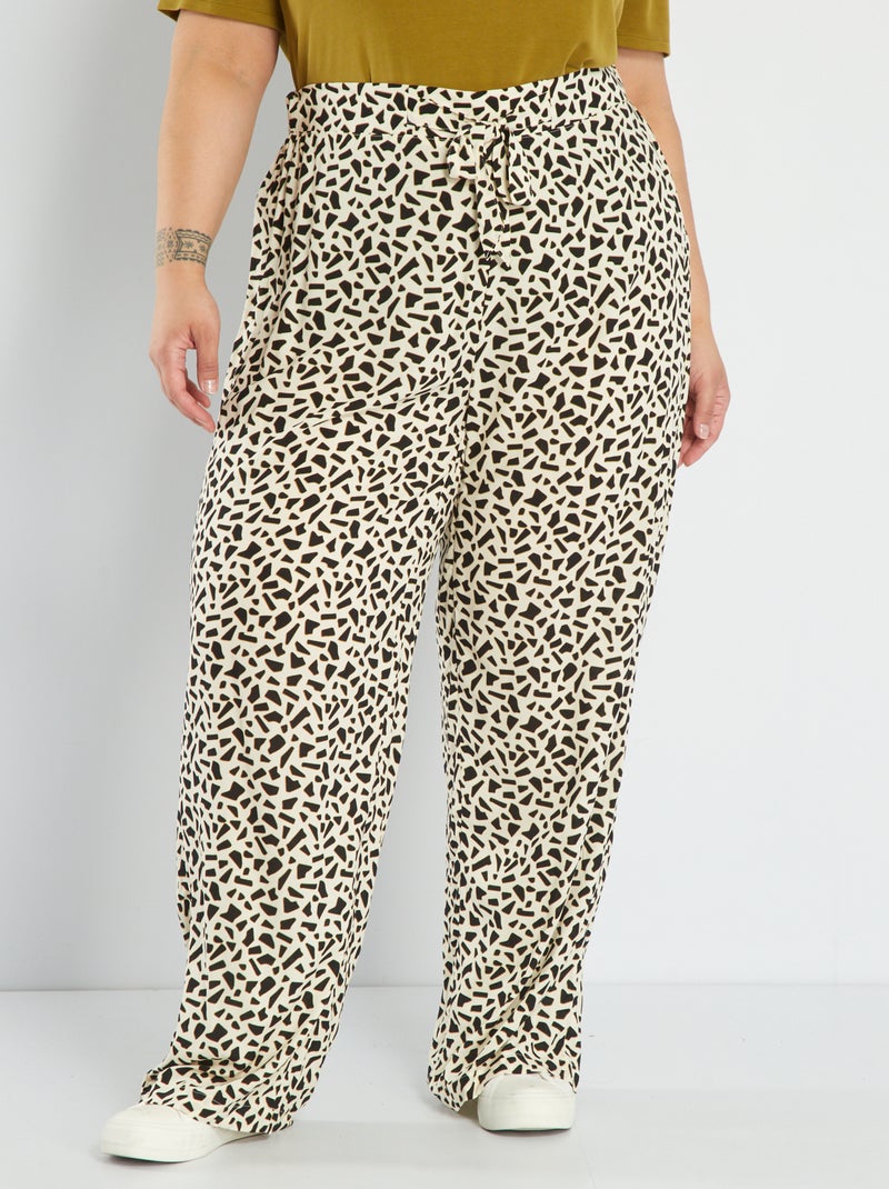 Pantalón vaporoso estampado BLANCO - Kiabi