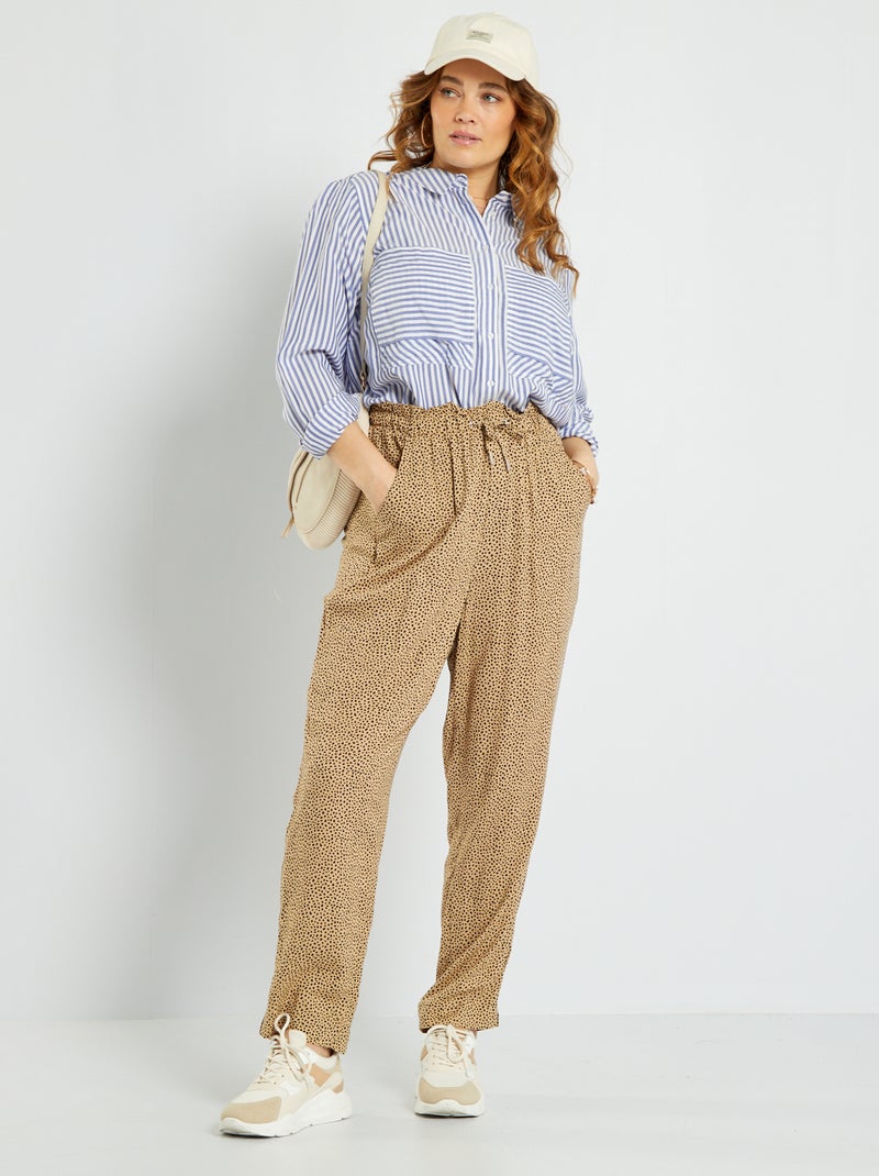 Pantalón vaporoso tipo jogging BEIGE - Kiabi