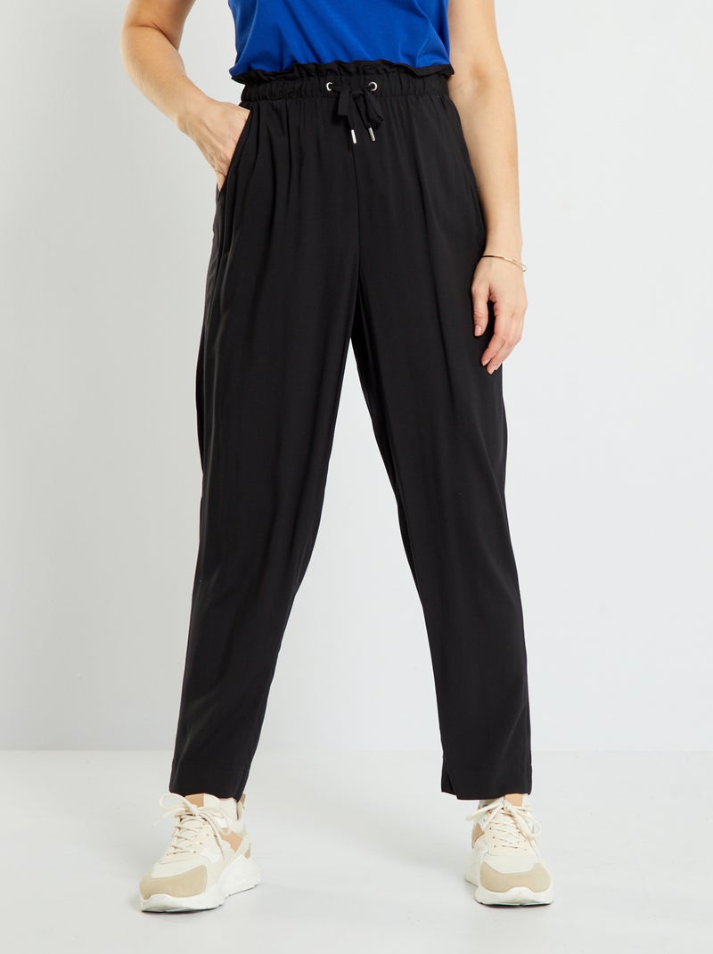 Pantalón vaporoso tipo jogging Negro - Kiabi