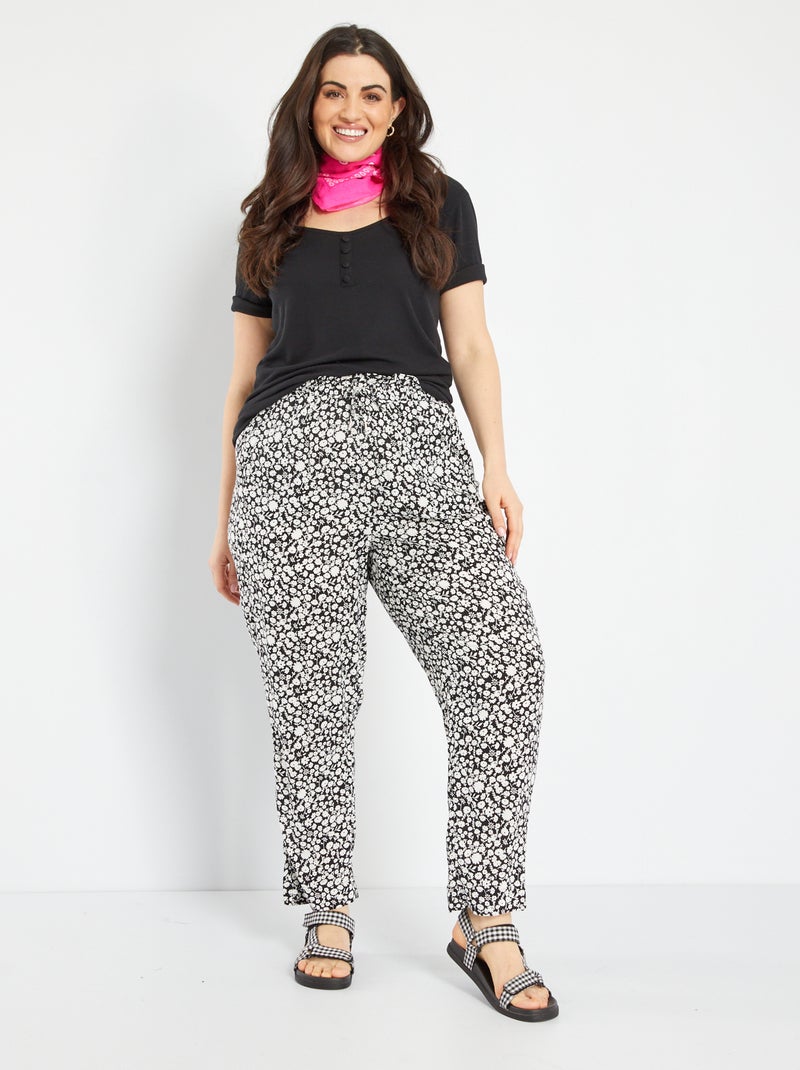 Pantalón vaporoso tipo jogging NEGRO - Kiabi