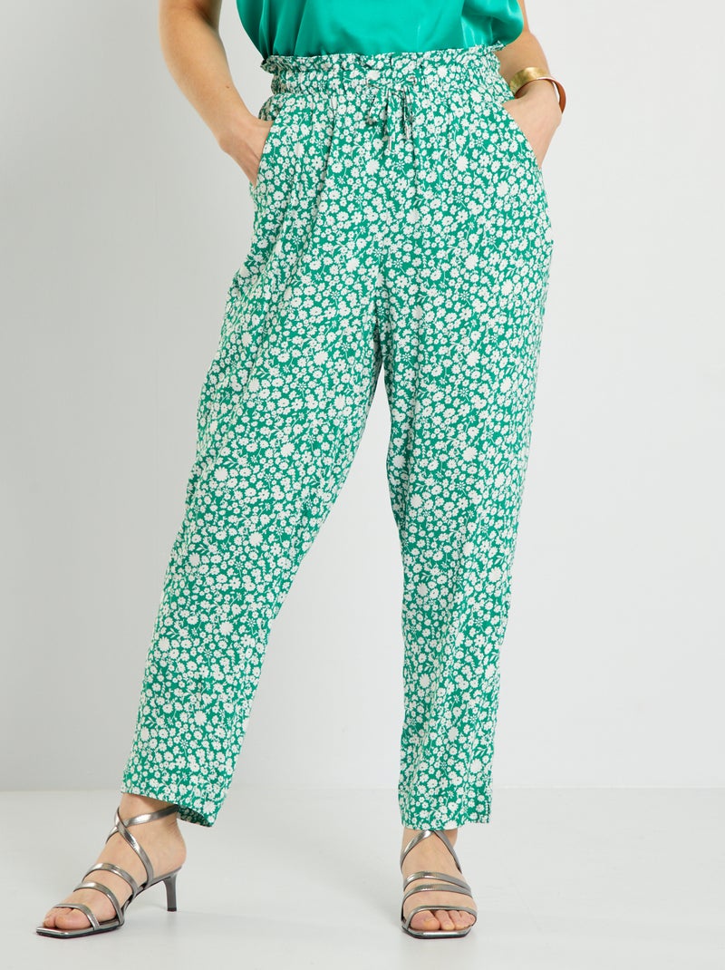 Pantalón vaporoso tipo jogging VERDE - Kiabi
