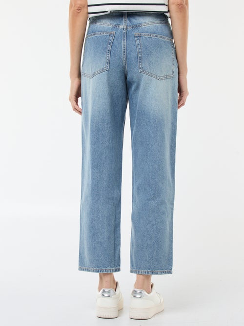 Pantalón vaquero barrel fit liso con lazo - Kiabi