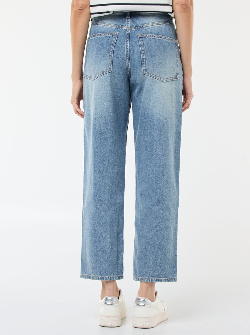 Pantalón vaquero barrel fit liso con lazo Azul - Kiabi